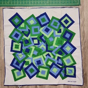 For Vintage Scrap Material*** Geometric Square Print POLYESTER Scarf See Pics